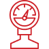 Minimalist red pressure gauge illustration