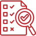 Red checklist and magnifying glass illustration