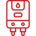 Minimalist red water heater symbol