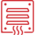 Red heating element symbol on black background