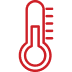 Temperature warning symbol in red